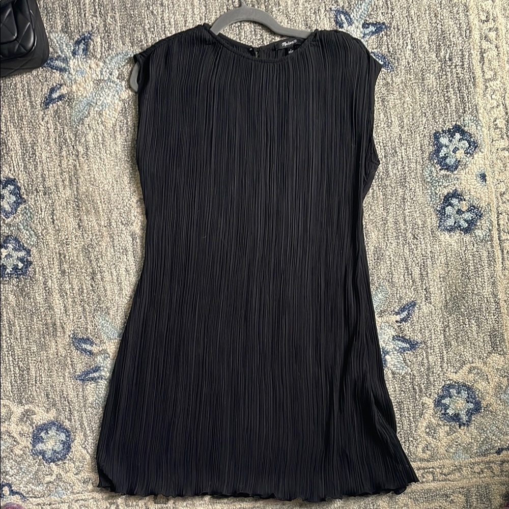 Madewell Black Pleated Sheath Mini Dress